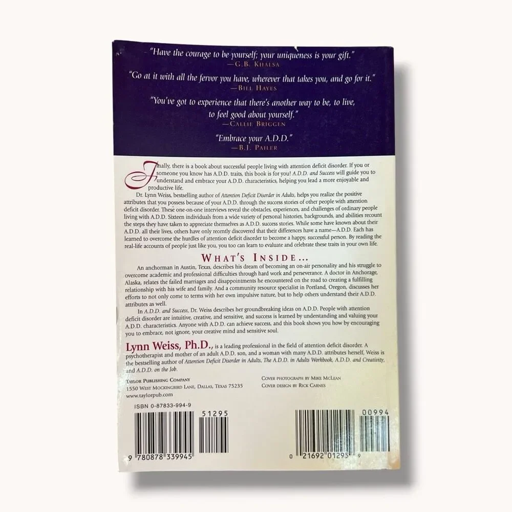 A.D.D. and Success 1998 ADHD Self Help Paperback Lynn Weiss